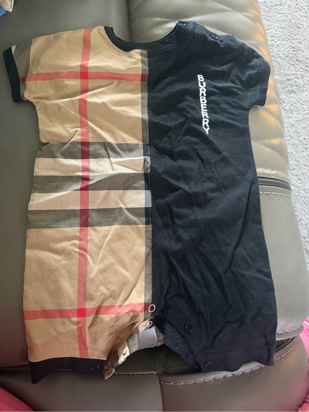 Burberry Black and Tan Check Baby Romper